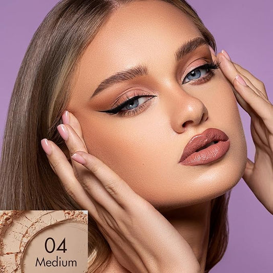 2 IN 1 Powder Sunscreen For Face【SPF 35】【Oil Control】【Lightweight】 Matte Finish Mineral Sunscreen Setting Powder For All Skin, 04-Medium