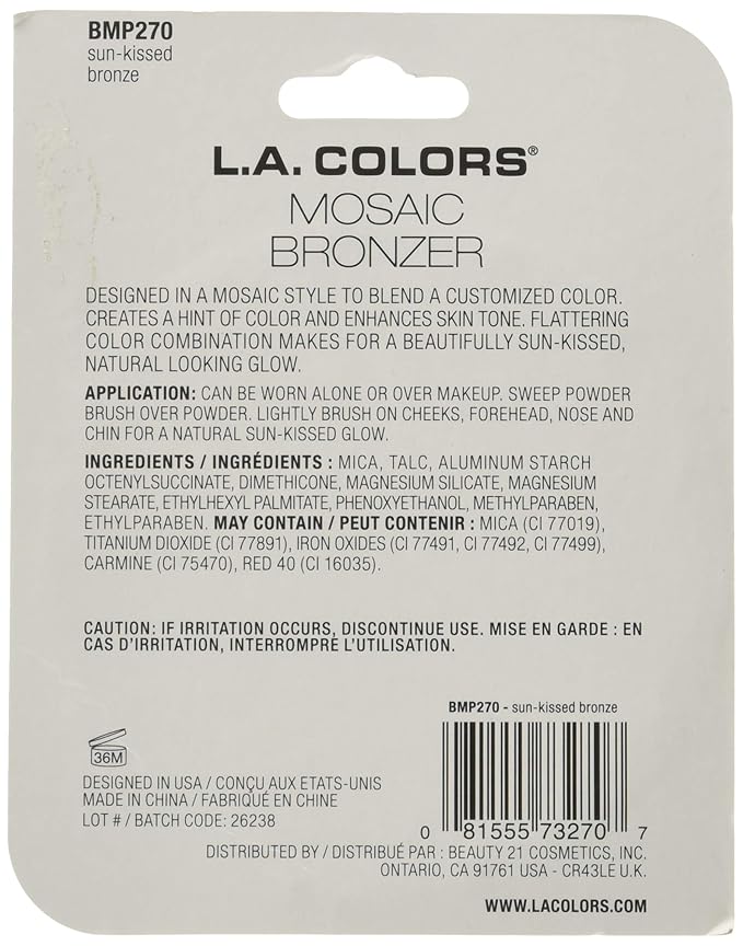 L.A. COLORS HD Mosaic Bronzer (carded), Sun-Kissed Bronze CBMP270 (Pack of 2)