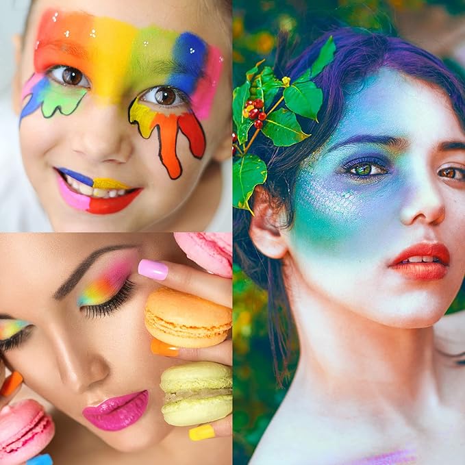 UCANBE Face Body Paint Oil, 15 Macaron Colors Professional Makeup Palette - Non Toxic Hypoallergenic Safe Facepaint for Halloween, Cosplay Costumes, Parties and Festivals