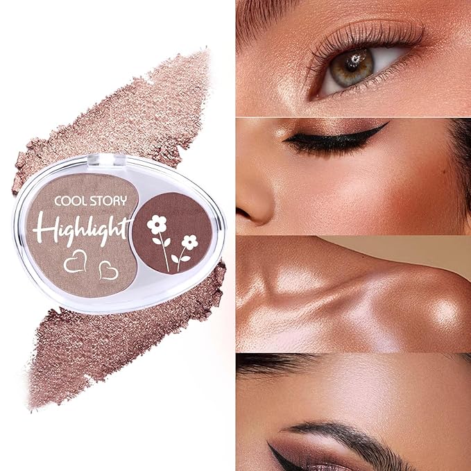 Face High Lighters Makeup Glitter Illuminator Pressed Powder Luminizers Eyeshadow Palette Powder for Face Body Cheek Skin 4#