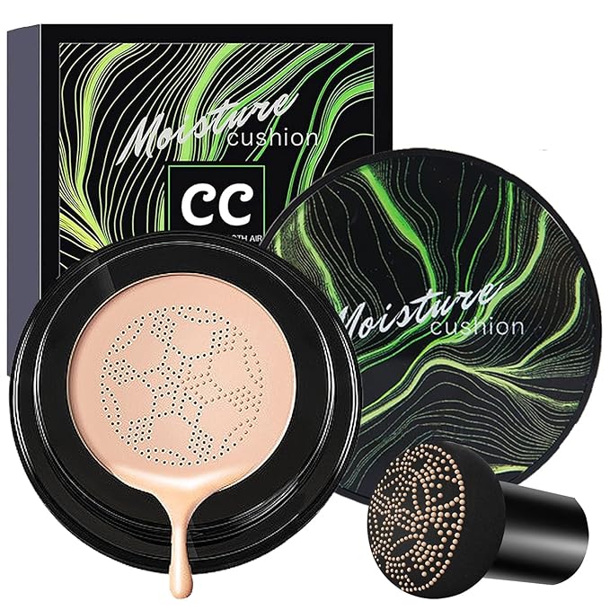 Mushroom Heads Air Cushion CC Cream,Moisturizing BB Cream,air cushion cc cream foundation,Full Coverage Long Lasting Concealer,Even Skin Tone Base Nude Makeup Foundation