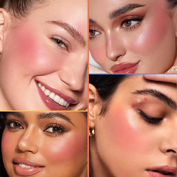 Cream Blush Contour Highlighter Palette, Bronzer Face Illuminator Kit With Brush, Contour Kit For Eyes, Cheeks And Lips