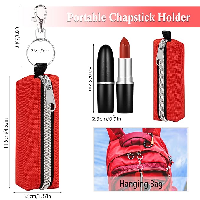 Chapstick Holder, 3 Pcs Lip Balm Sleeve Pouch Portable Lipstick Holder Bag Clip-on Makeup Travel Accessories Great Stuffers Gift for Women