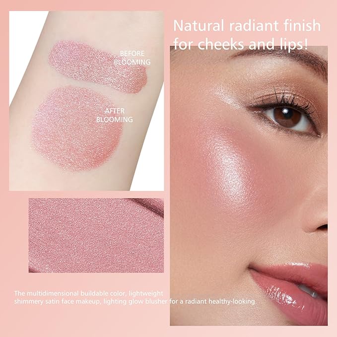 KYDA Marble Liquid Blush, Radiant Marbleized Blush for Cheek, Multidimensional Buildable Color, Lightweight Shimmery Satin Face Makeup, Lighting Glow Blusher, 03 Tender Peach