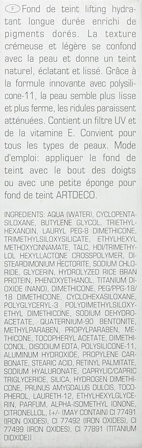 ARTDECO High Performance Lifting Foundation - reflecting vanilla N°15 - reduces wrinkles for firmer skin & soft matte finish - vegan makeup - Liquid foundation with hyaluron - 1.05 Fl Oz