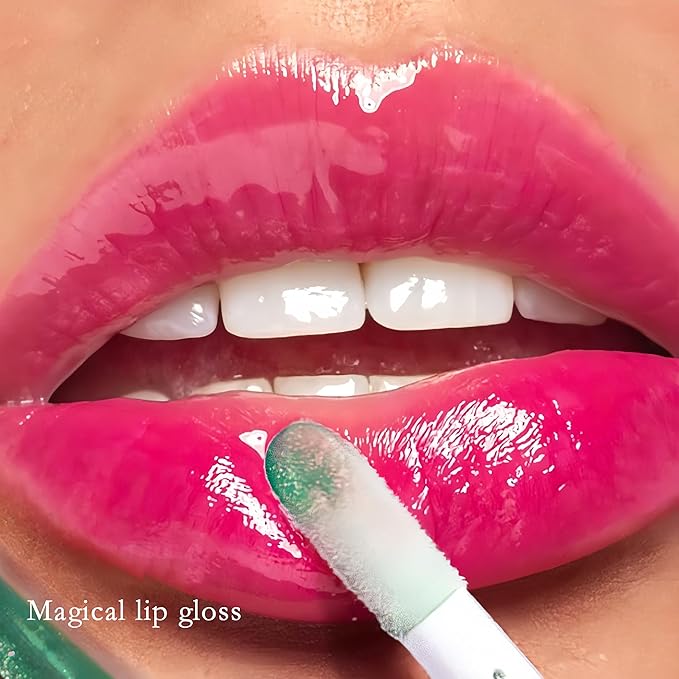 Changing Lip Gloss Non-sticky Moisturizing Lip Oil Gloss Nourishing Shiny Glossy Lipgloss for Lip Care and Dry Lip with Big Brush