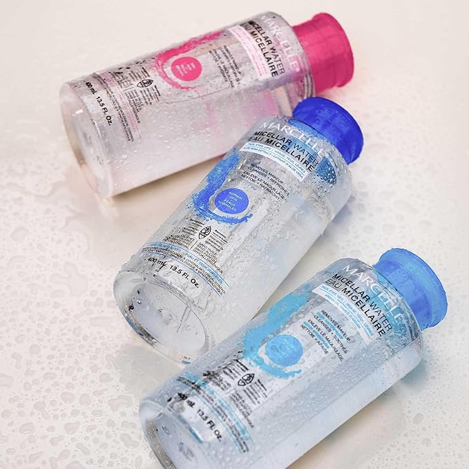 Marcelle Micellar Water, Dry Skin, Makeup Remover, Hyaluronic Acid, Sensitive Skin and Eyes, Oil-Free, Alcohol-Free, Fragrance-Free, Hypoallergenic, Cruelty-Free, 13.5 Fl. Oz.