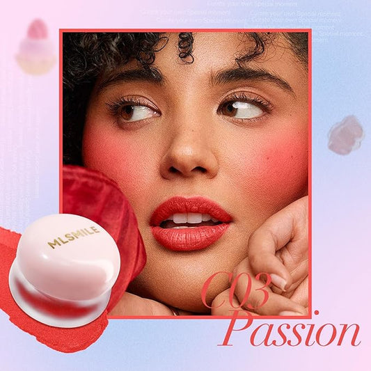 Lip and Cheek Blurry Pudding Pot, Buildable and Lightweight, Multi-Purpose Blurring and Mousselike Pots for Lips and Cheek (Passion)