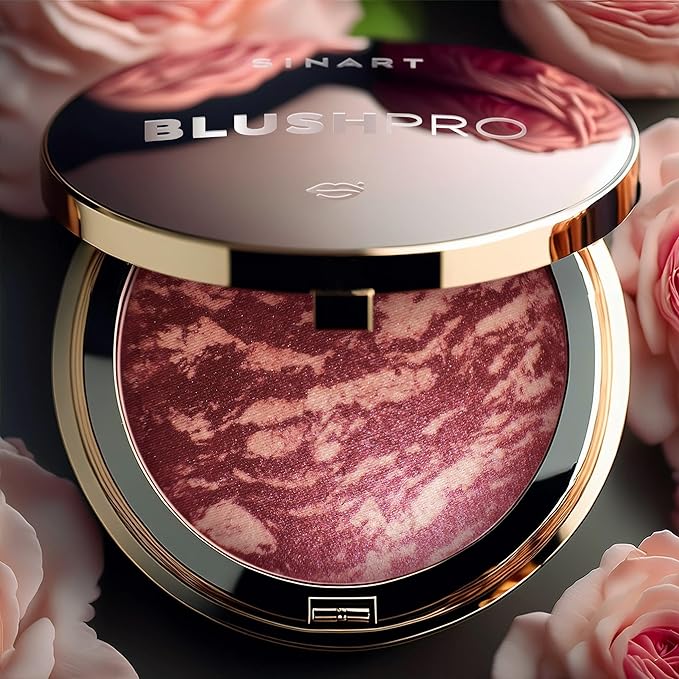 Baked PRO Blush. Brighten Lighting Highly Glow Marbleized. Lightweight Shimmery Satin Face Makeup. Cruelty-Free Powder Blush. Shape, Contour & Highlight Face (B3, D60)
