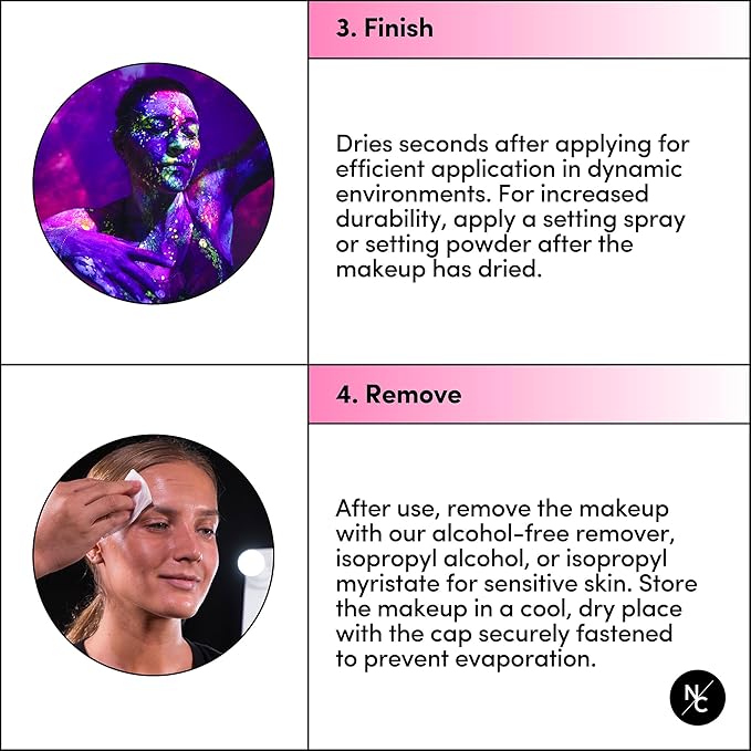 UV Fluorescent Alcohol Airbrush Paints - 2 fl oz, Glow Effect, Waterproof, Sweatproof, Highly Pigmented Liquid Makeup for Bodypainting, Film, TV, Festivals - UV Pink