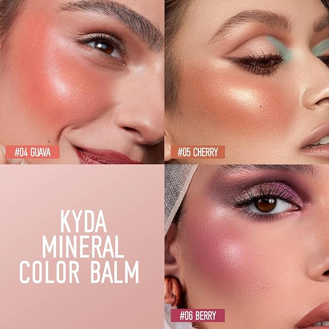 KYDA 3 Colors Mineral Color Balm, Buildable Shimmer Color for Lips and Cheeks, Broad spectrum SPF 35, Natural Shimmer Finish, Lightweight Blendable Creamy, Multiuse Blush Stick, Set B