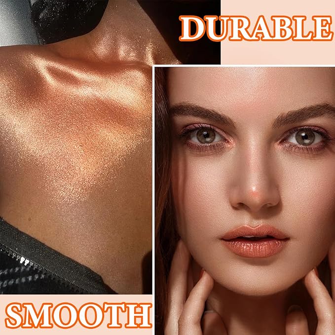 Body Shimmer Oil Luminizer, Face & Body Waterproof Moisturizing Glow Illuminator, Golden Brown Highlighter