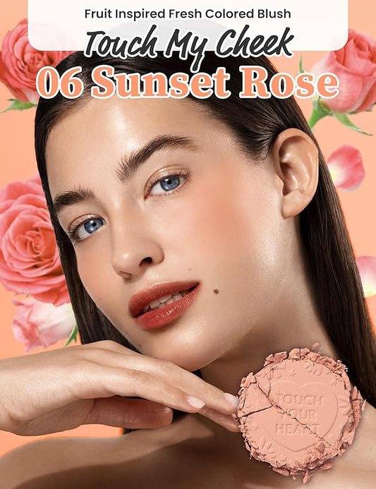 MILKTOUCH Touch My Cheek in Bloom Blush Sunset Rose | Face Blushes Compact Powder Makeup, Oil Absorbing Face Powder for Oily Skin Korean Blush (0.18 oz)