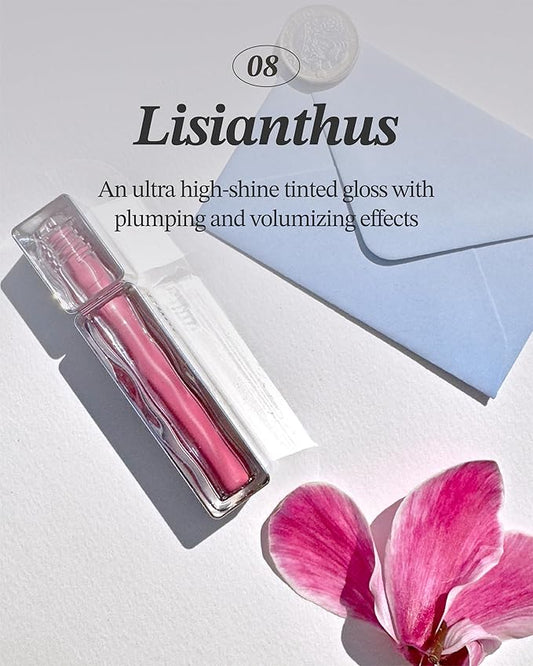 Glint Tint Glosser (Lisianthus, 0.09oz) - Hydartions, Moisturizing Plumping Lip Gloss with Radiant Shine, Long Lasting, Korean Skin Care.