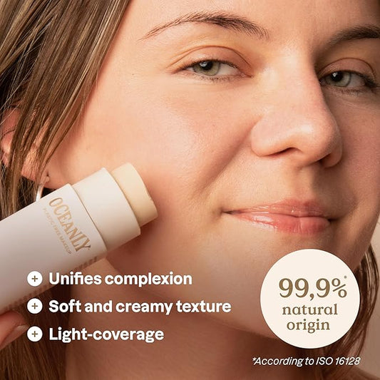 ATTITUDE Oceanly Light Coverage Foundation Stick, Titanium Dioxide-Free, EWG Verified, Plastic-Free, Vegan & Cruelty-free Makeup, Cream, 0.42 Ounces