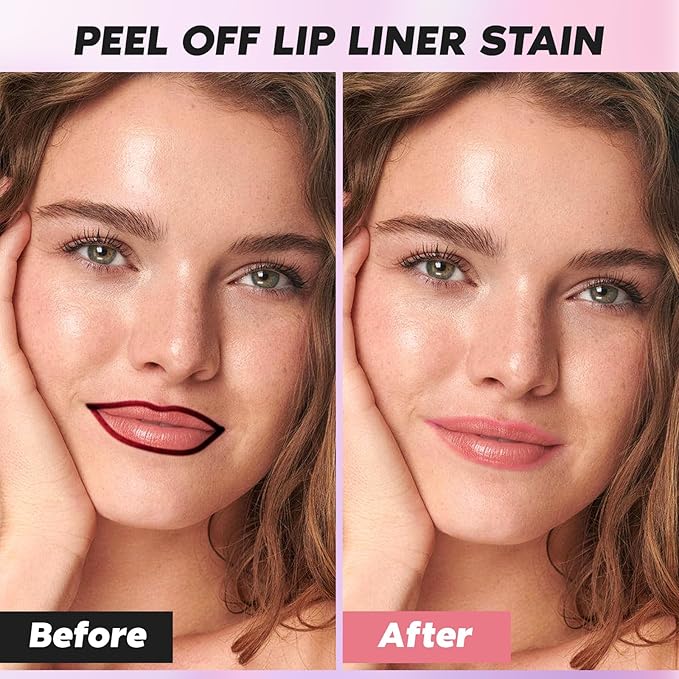 Lip Stain Peel Off, Rose Lip Liner Stain Peel Off Tattoo Matte Lip-tint, Long Lasting, Waterproof, Transfer-proof, Moisturizing, Easy to Use, Highly Pigmented Color for All Skin Types (#06)