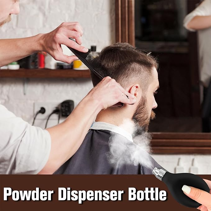 Powder Barber Spray Bottle, Empty Dispenser Blower, 3.38oz/100ml Refillable Hair Fiber Applicator Use Dry Shampoo, Gently Release Cornstarch Onto Neck Area, Make Client Comfortable After Hair Cut
