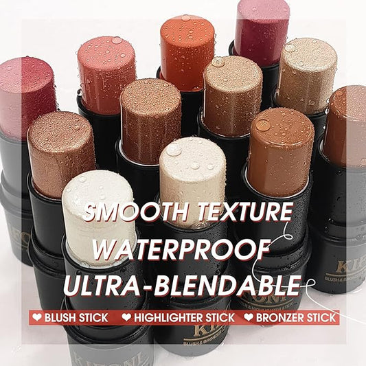 2 Pcs Cream Blush Sticks - Natural & Matte, Lightweight, Blendable Makeup Kit - Shimmer Blush (#01 Pink, #04 Fuchsia)