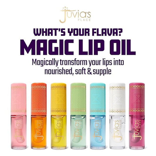 Juvia's Place Magic Lip Oil - Black Cherry - Smooth, Hydrating w/Vitamin E for Soft, Glossy, Juicy Lips - Infused with Fruit Extracts - Tinted, Shimmering, Lightweight & Non-sticky Lip Oil for Summer