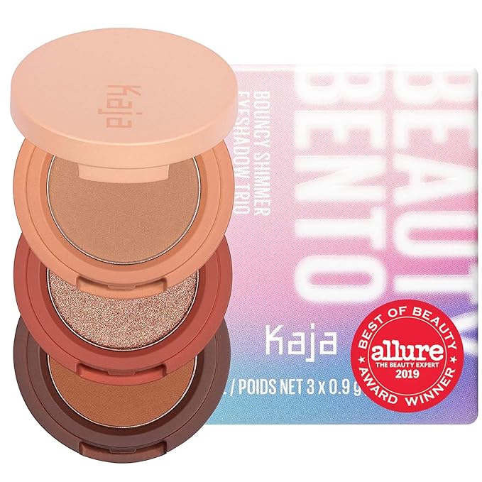 Kaja Lip & Blush Glazed Keychain Stain - Jelly Charm 01 Cherry Spritz + Beauty Bento Collection - Bouncy Eyeshadow Trio 10 Spiked Ginger, 0.03 Oz Bundle