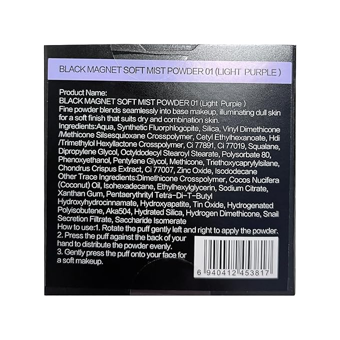 Waterproof Face Pressed Powder Compact, 24H Longlasting Oil Control Pressed Setting Powder Talc-Free Makeup, Shine Free, Poreless, Smooth, 03 Light Purple for dry&com skin (0.28Oz)