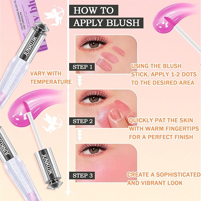 Liquid Blush,Soft Cream Face Blush,Moisturizing Long Wearing Matte Blendable Blush Stick Makeup Set for Cheeks & Lip & Eye