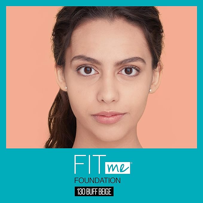 Maybelline New York Fit Me Matte + Poreless Liquid Foundation, Pouch Format, 130 Buff Beige, 1.3 Ounce
