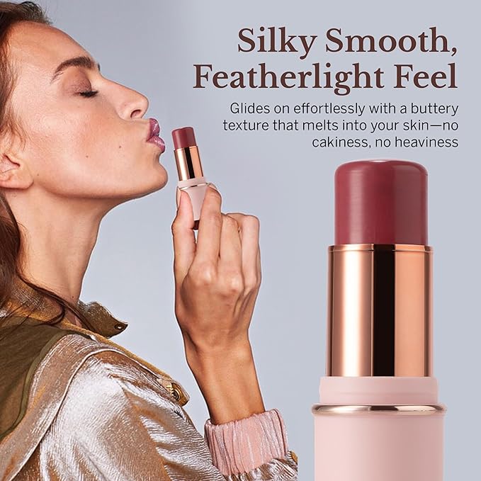 Blush Stick for Cheeks & Lips Multistick Cream Blush- Easy to Apply & Blend- Infused with Nourishing Ingredients for your Skin Compact Travel Size Makeup (Mauve Pink, Small)
