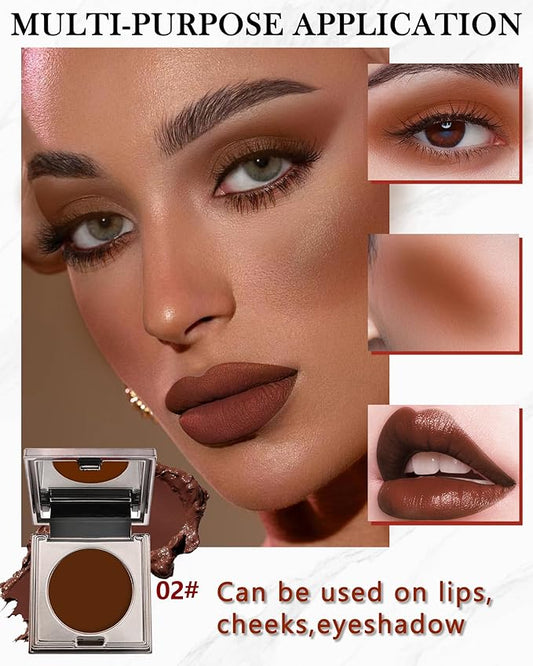 Long Lasting 2-in-1 Creme Cheek Blush + Lip Stain Lipstick, High Pigmented Tinted Lip Balm Blusher with Brush,Hydrating Cream Texture for Cheek,Eye & Lip Tint, Women's Day Makeup Gift for Women-02