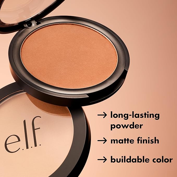 e.l.f. Primer-Infused Bronzer, Long-Lasting, Lightweight & Buildable Powder Bronzer, Delivers A Matte Finish, Vegan & Cruelty-Free, Sun-Soaked