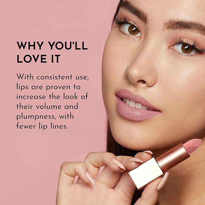 Forget the Filler Lip-Plumping Line-Smoothing Satin Cream Lipstick, Tropic, Pink, 0.1 Ounce