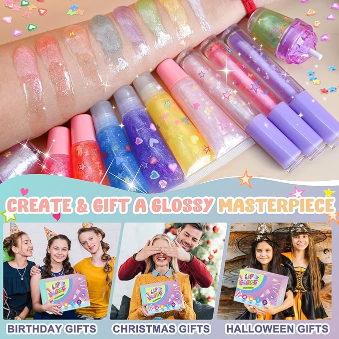 Lip Gloss Making Kit, JCOOS 66PCS Lipgloss Sets for Girls, Women, Kids Lip Gloss Kit, Fun Diy Lipgloss Making Kit for Beginner, Moisturize Lip Oil Base Tubes, Lip Gloss Set for Teens, Tween Girl Gifts