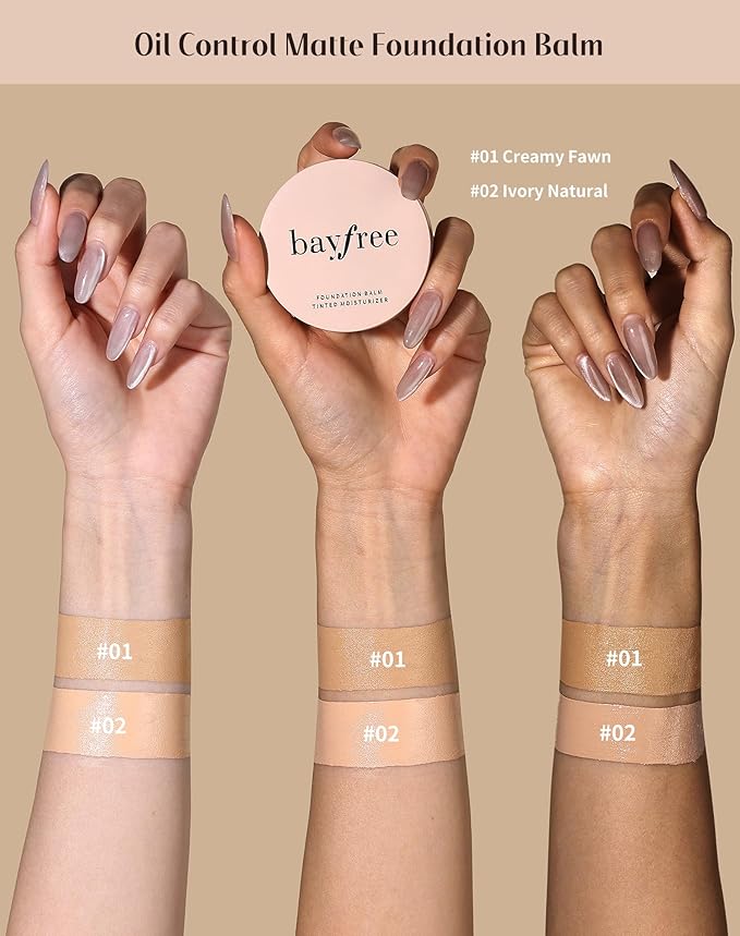 Tinted Moisture Foundation Balm, All-Day Wear Full Coverage Foundation, Hydrating & Weightless, Sweatproof & Humidity-Resistant, Buildable Natural Finish, Vegan Korean Makeup