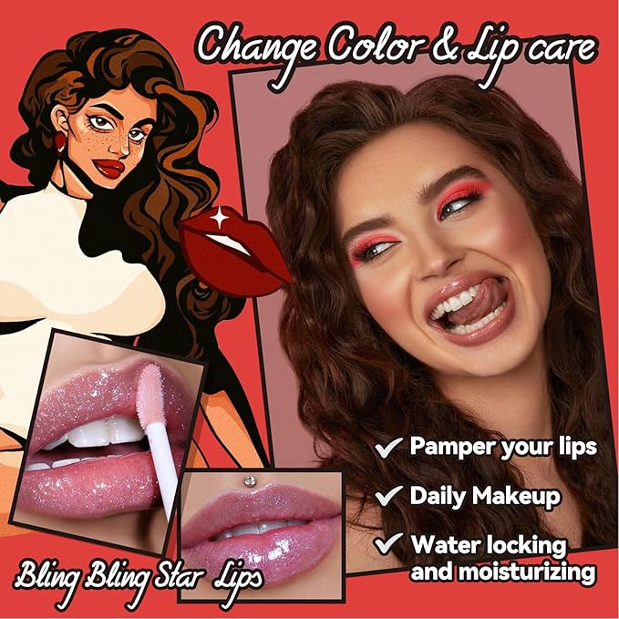 Boss Up Color Changing Lip Oil, Shimmering Temperature Color Changing Lip Gloss Tinted Lip Stain, Long Lasting Nourishing Moisturizing Lip Glow Oil for Lip Care (02#)