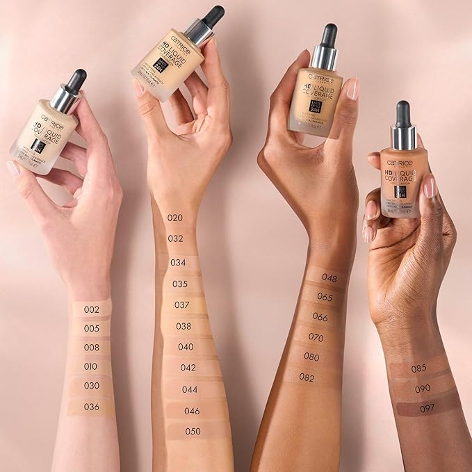 Catrice | HD Liquid Coverage Foundation | 24H Wear, Matte Finish, High Coverage, Waterproof Formula with Niacinamide | Vegan & Cruelty Free (097 | Cool Mocha)