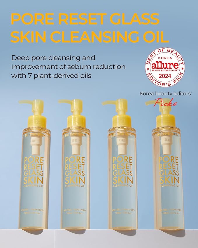 Pore Reset Glass Skin Cleansing Oil - Gentle Makeup Remover Oil for Glass Clear Skin with Plant-derived Oils - Removes Sebum and Blackheads - For All Skin Types, 5.07 fl.oz.