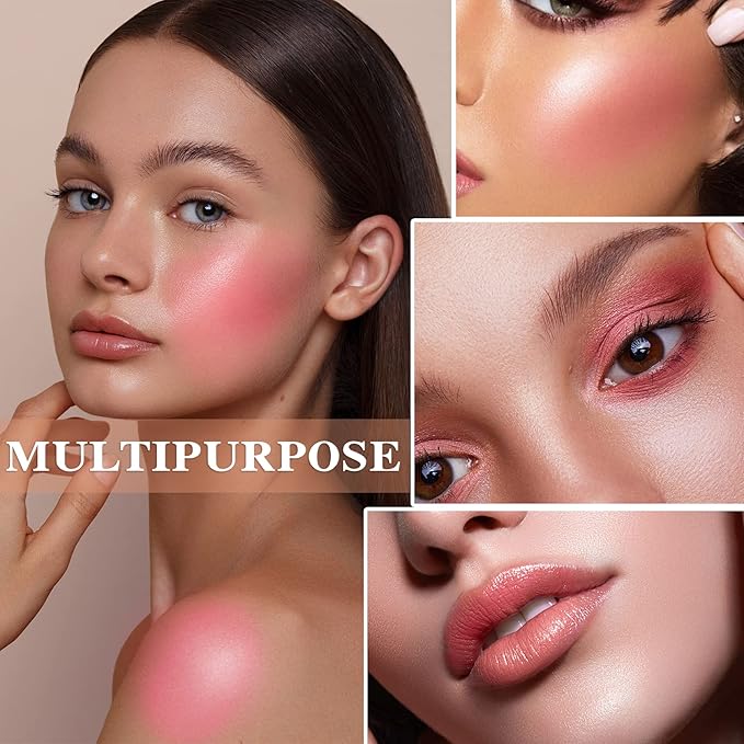 Cream Blush Stick,Waterproof Multi Makeup Cream Stick,Lightweight,Long-lasting,Easy To Use,2 in 2 Multi Blush for Cheeks & Lip Tint & Eyeshadow Makeup,Suitable for All Skin B