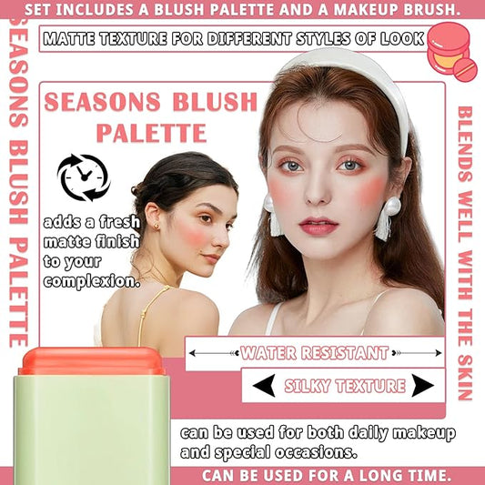 Blush Cream for Cheeks,Face Matte Contour Blush Makeup,Buildable Shimmer Facial Cheek Blusher Shades,Blendable Cosmetic Makeup Blush 02