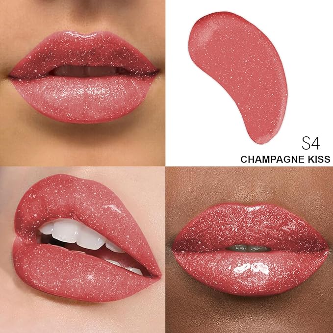 Shimmer Lip Gloss - Non-Sticky Girls Gloss - Long Lasting High Shine - 0.7 FL Oz Gloss for Girls & Women - Cruelty Free - (Champagne Kiss: S4)
