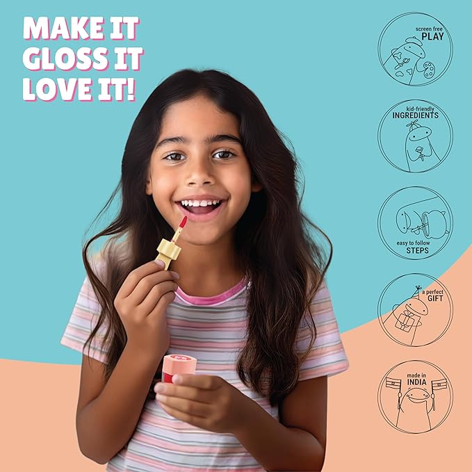 Lip Gloss Making Kit with Natural Ingredients - Make Custom Glosses with Essential Oils & Vitamin E - Educational STEM Craft Gift for Girls