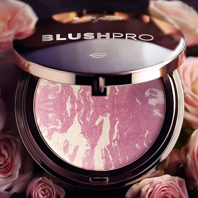 Baked PRO Blush. Brighten Lighting Highly Glow Marbleized. Lightweight Shimmery Satin Face Makeup. Cruelty-Free Powder Blush. Shape, Contour & Highlight Face - B1