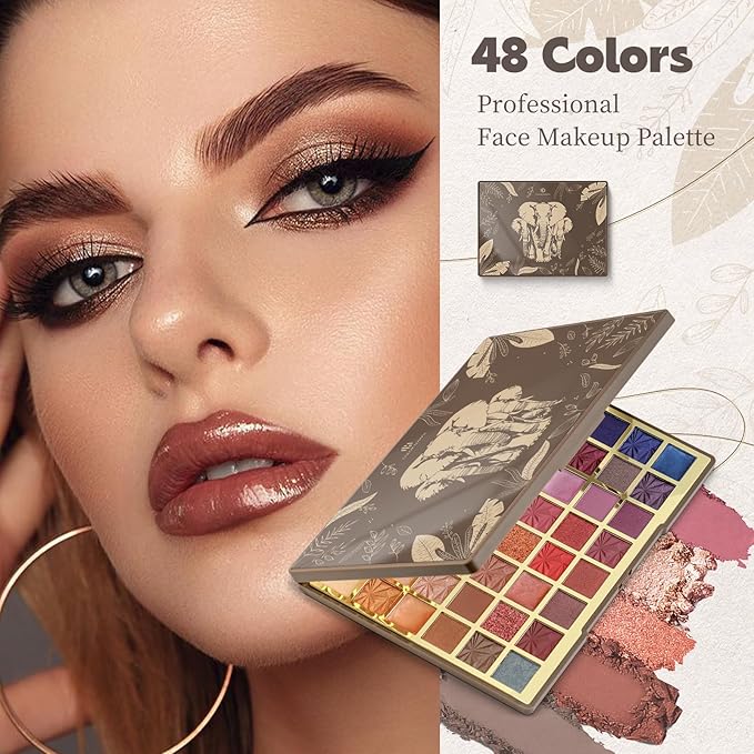 Color Nymph 48 Colors Face Makeup Palette, Eye shadow Palette Popular Color Makeup Blending Palettes For Eyes Face Pigmented Eyeshadow Set Matte/Glitter/Shimmer Eyeshadow Pallets