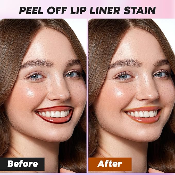 Lip Stain Peel Off, Orange Red Lip Liner Stain Peel Off Tattoo Matte Lip-tint, Long Lasting, Waterproof, Transfer-proof, Moisturizing, Easy to Use, Highly Pigmented Color for All Skin Types (#07)