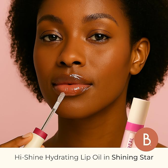 Beauty For Real Lip Revival Hi-Shine Hydrating Lip Oil, Shining Star (Transparent) - Lightweight - Non-Sticky, Shiny Finish - Paraben Free, Cruelty Free, Vegan