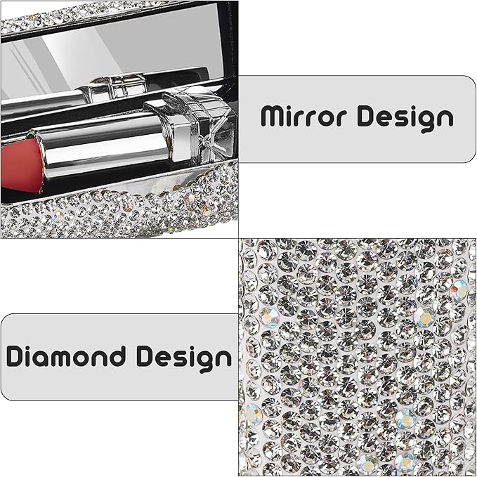 Crystal Lipstick Organizer, Lipstick Case with Mirror, Shiny Crystal Lipsticks Case for Outdoor, Party, Gathering, Home Storage