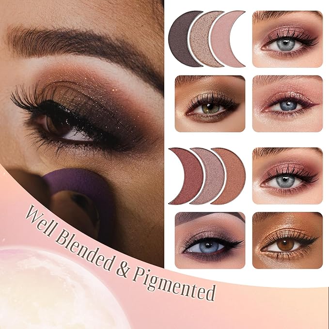 Color Nymph Blush Bronzer Highlighter Palette丨9 Colors Shimmer Eyeshadow Makeup Palettes, High-Pigment Travel Makeup Pallet with Mirror Brush, Cruelty-free & Talc-free