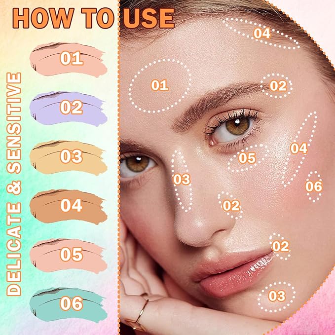 Tri Color Corrector Face Concealer Palette Set with Brush,Moisturizing Long Lasting Waterproof Color Correcting Concealer Full Coverage Cream Contour Foundation Makeup Palette Kit(2PCS)