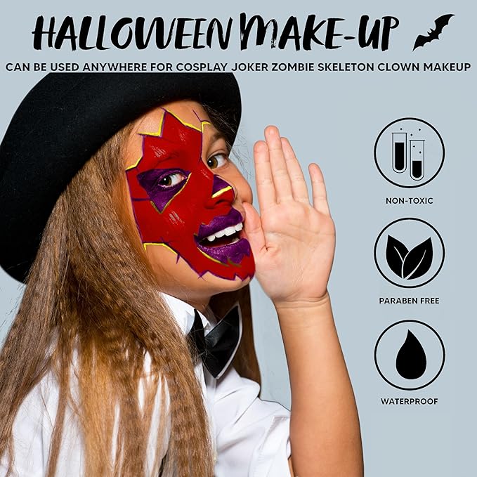 Spooktacular Creations Halloween Makeup Palette 6 Colors, Face Paint Bruise Wheel Stage for Adult Zombie Skeleton Cosplay Costume, SFX Special Effect, Theme Party, 0.35 oz