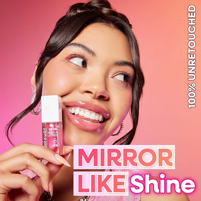 wet n wild Lip Oil - Lightweight, Non-Sticky, Hydrating & Nourishing Formula with 7 Conditioning Oils, Vegan & Cruelty-Free - Rose Quartz