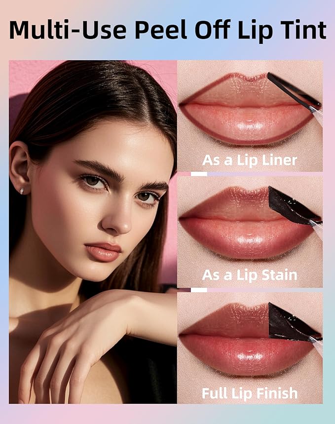 KIMUSE Cream Contour Stick Duo + Lip Stain Peel Off Makeup Sticks High Pigmented, Long Lasting, Vegan Face Make Up Sticks